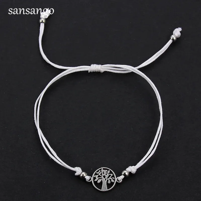 12Pcs Life Tree Charms Adjustable Braided Bracelet Set for Women and Children