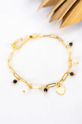 18K Link Secret Heart Pearl Bracelet