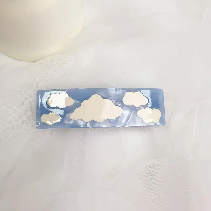 1PC Blue Sky Clouds Hair Claw Clip