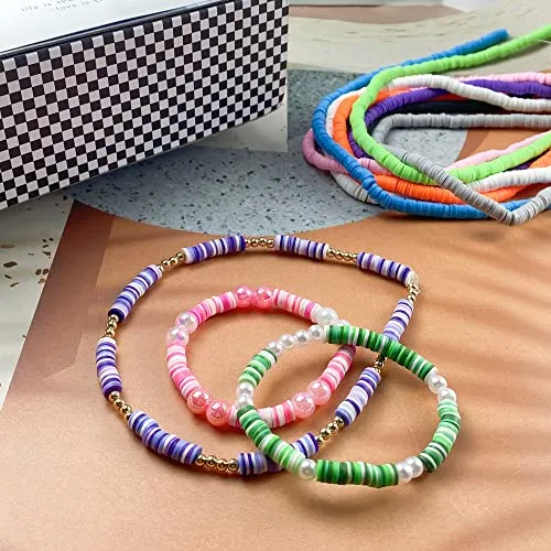 3600pcs Polymer Clay Beads Polymer Clay Beads Flat Round Spacer Beads 6mm Heishi Vinyl Beads for Making Bracelet Necklace Earring Accessories DIY Jewelry Making Craft (Black)
