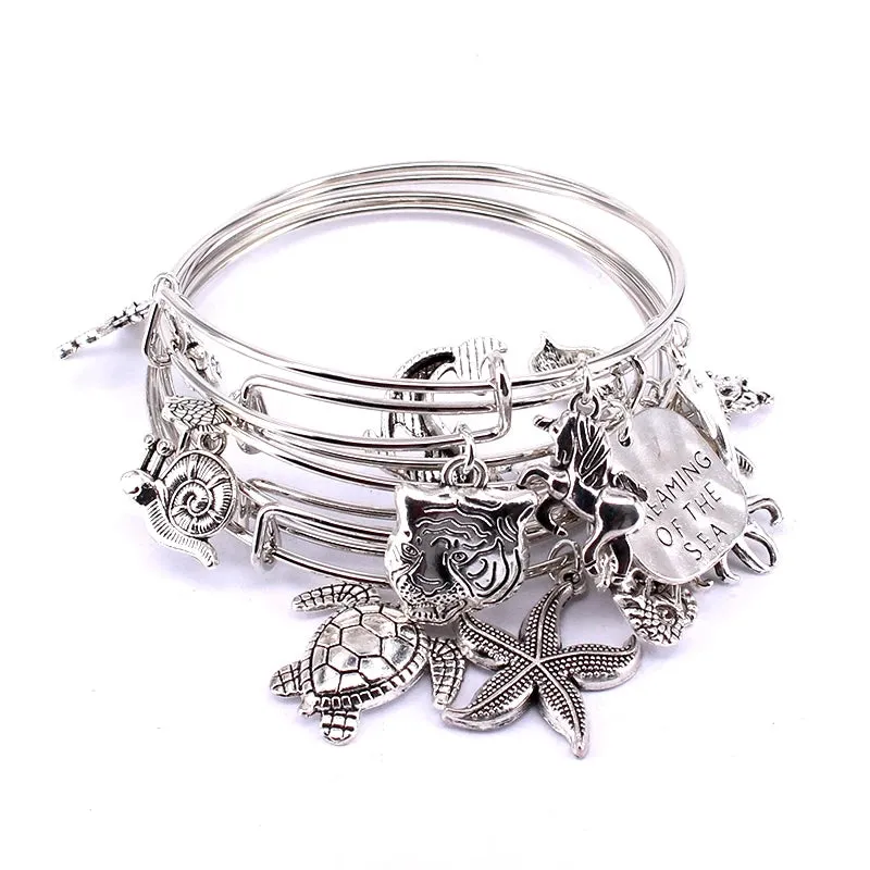 5pcs Bangle Set Wire Bracelets for Women Mixed Marine Life