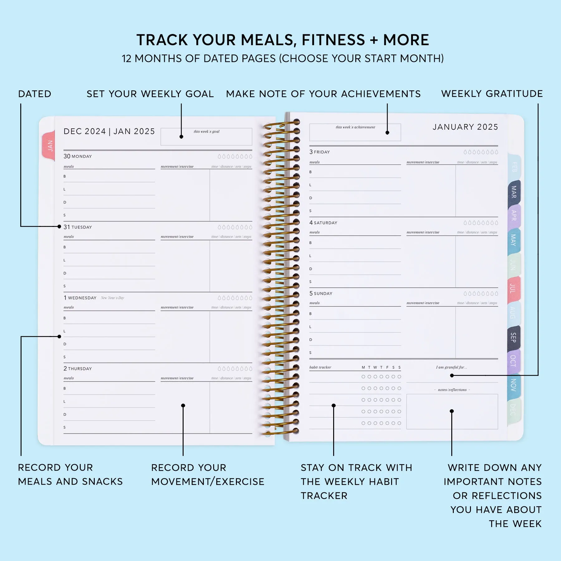 6x9 Fitness Planner - Blossom Dreams Colorful