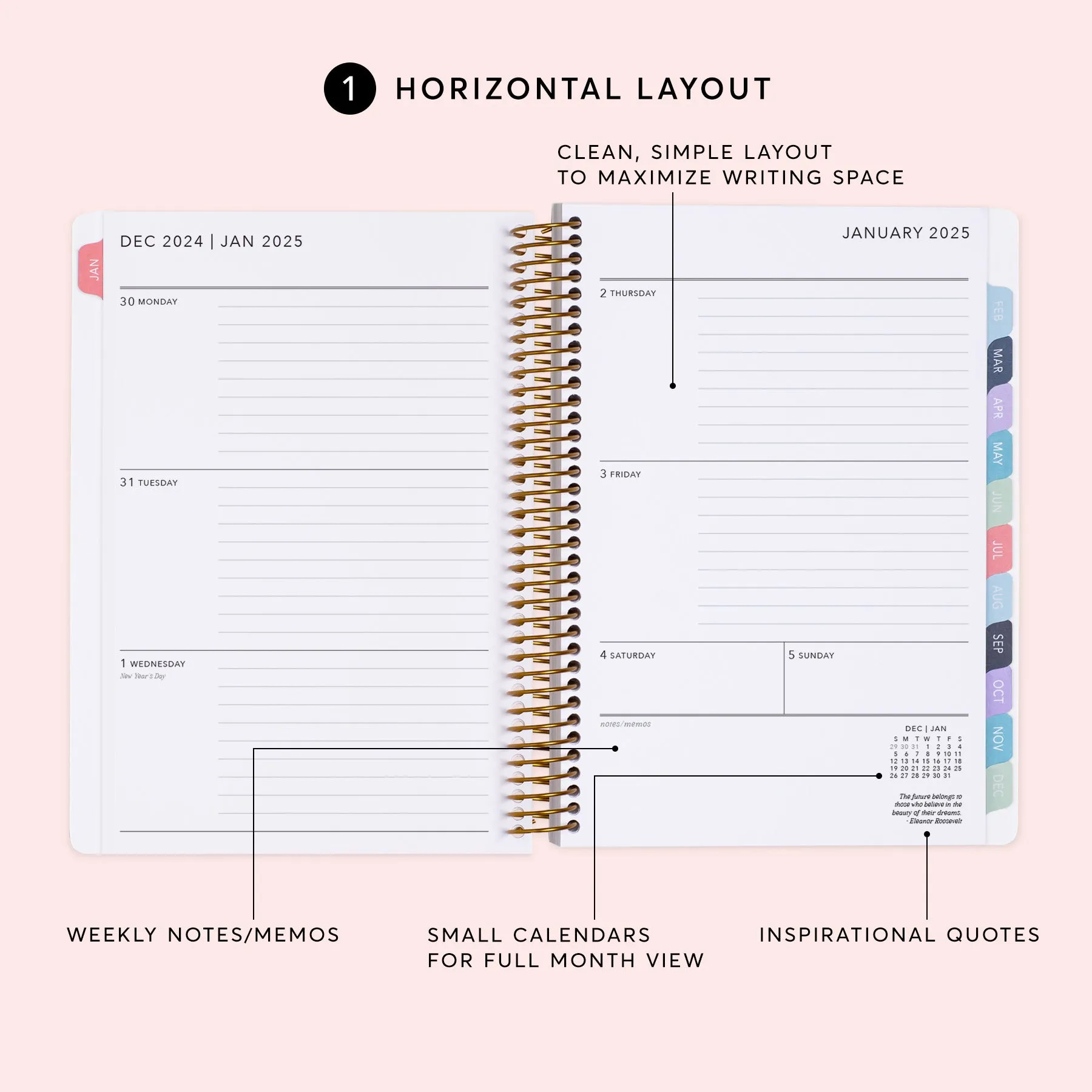 6x9 Weekly Planner - Colorful Florals Pink
