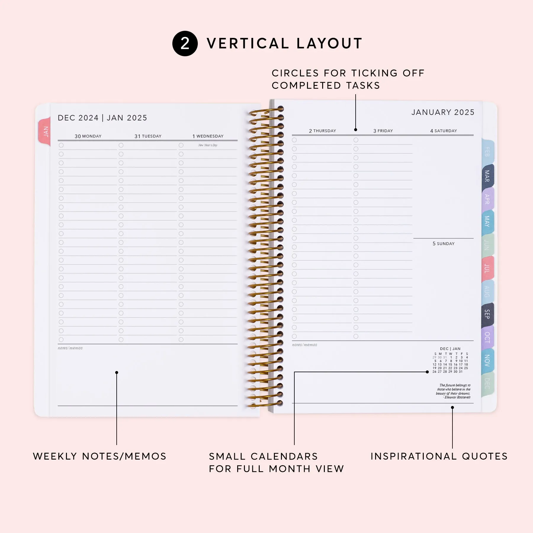 6x9 Weekly Planner - Colorful Florals Pink