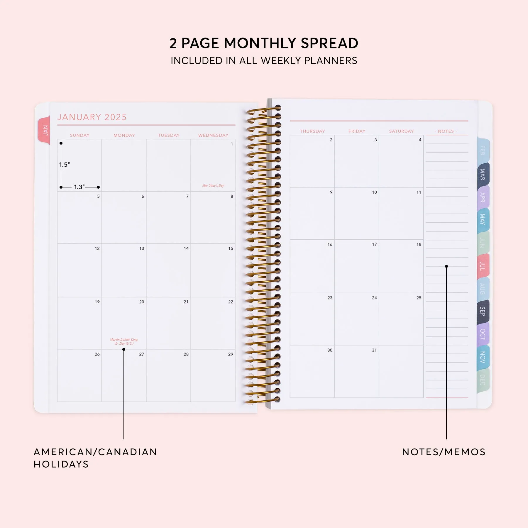 6x9 Weekly Planner - Colorful Florals Pink