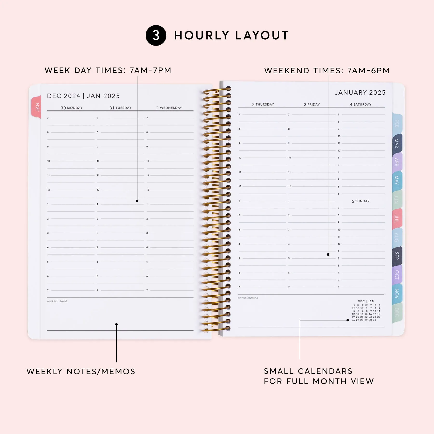 6x9 Weekly Planner - Colorful Florals Pink