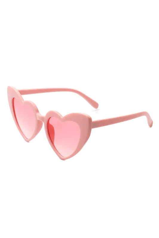 Angular Heart Cat-Eye Sunglasses - Pink