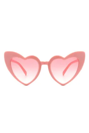 Angular Heart Cat-Eye Sunglasses - Pink