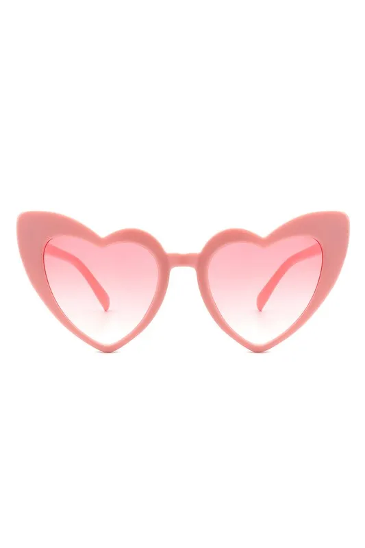 Angular Heart Cat-Eye Sunglasses - Pink