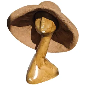 AUDREY |  5 Inches Shapeable Wide Brim Raffia Hat | Tan