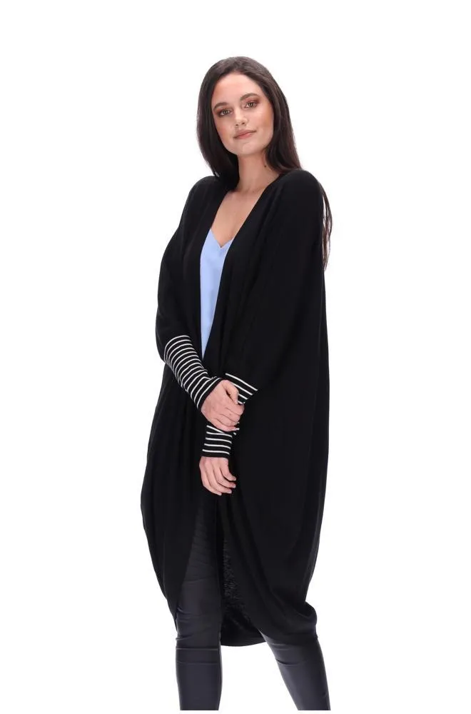 Augustine Black Merino Blend Kimono Cardi