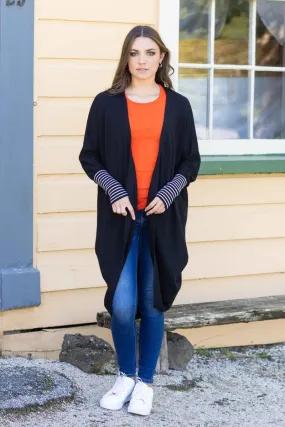 Augustine Black Merino Blend Kimono Cardi