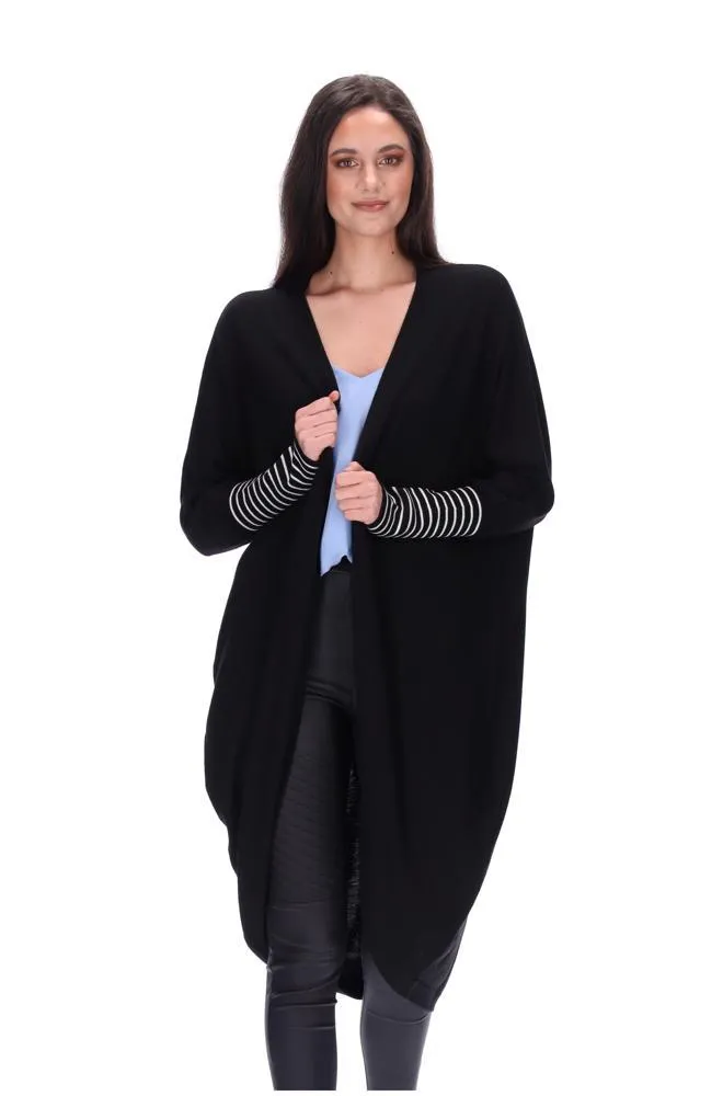 Augustine Black Merino Blend Kimono Cardi