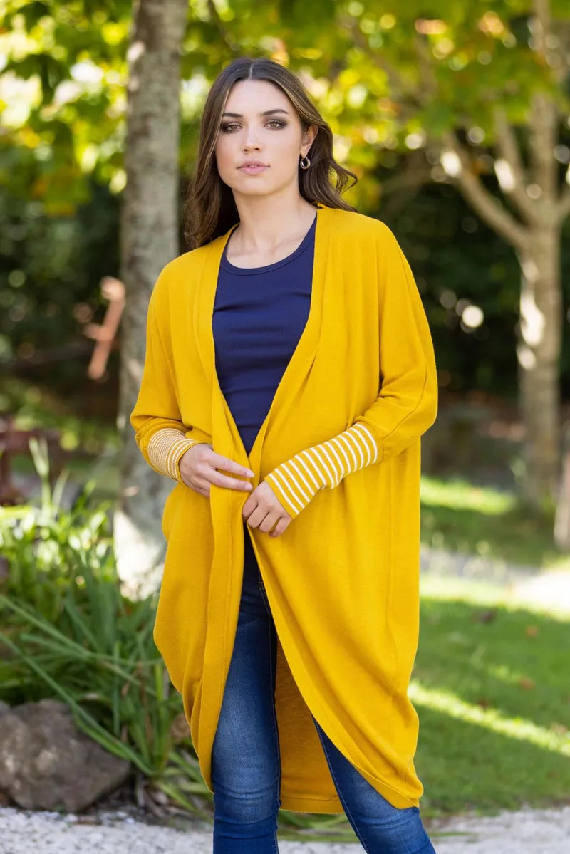 Augustine Mustard Merino Blend Kimono Cardi