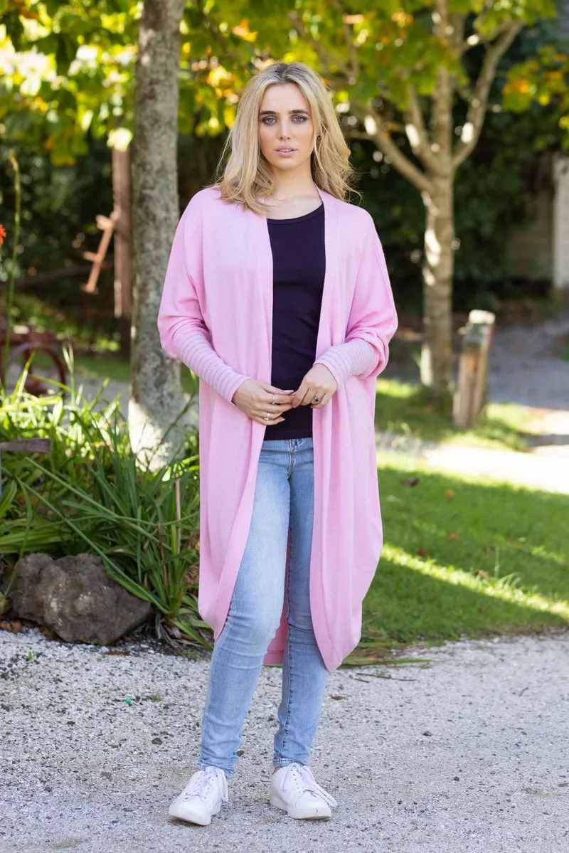 Augustine Pink Merino Blend Kimono Cardi