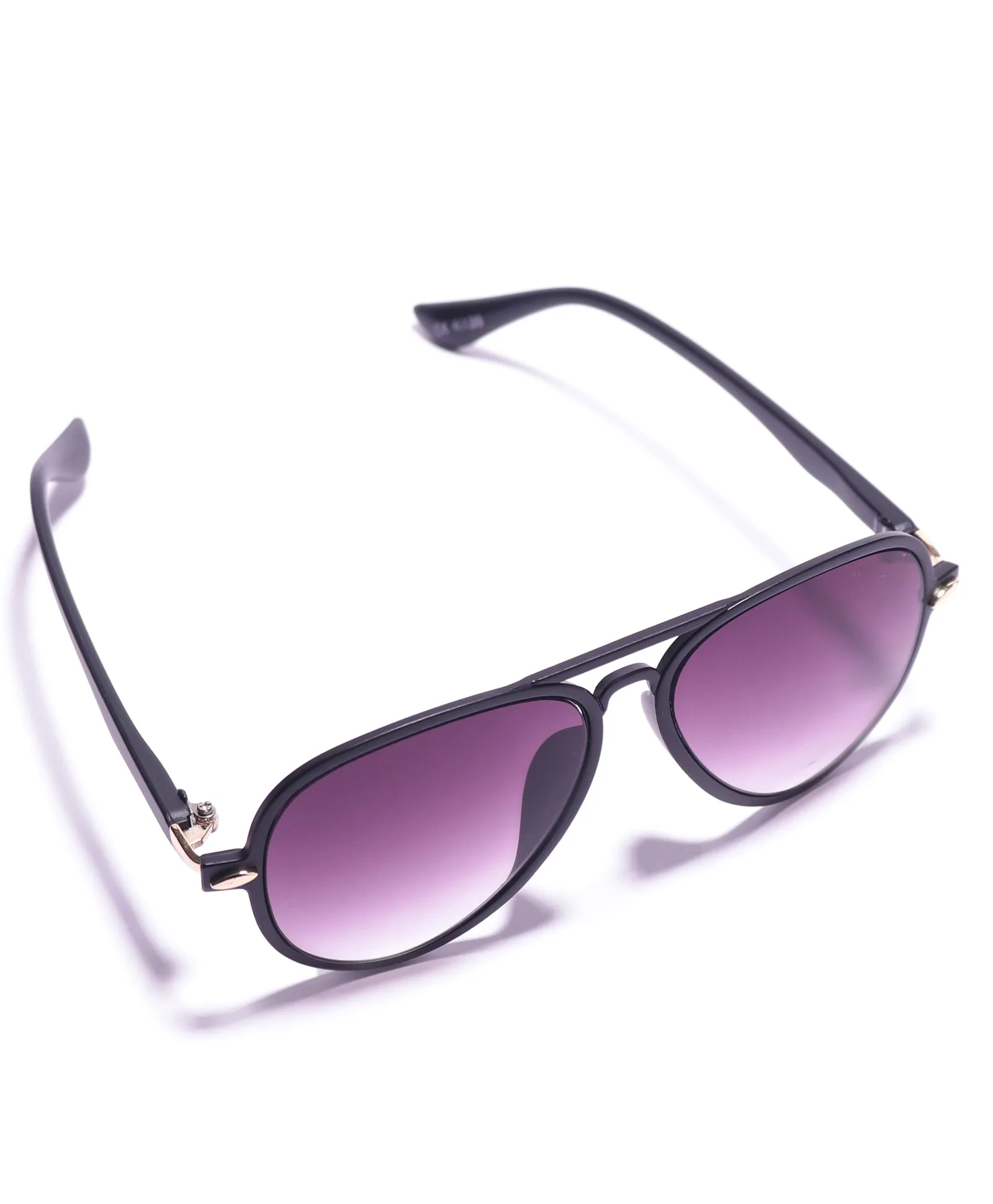 AVIATOR SHAPE MIRRORED SUNGLASSES - BLACK
