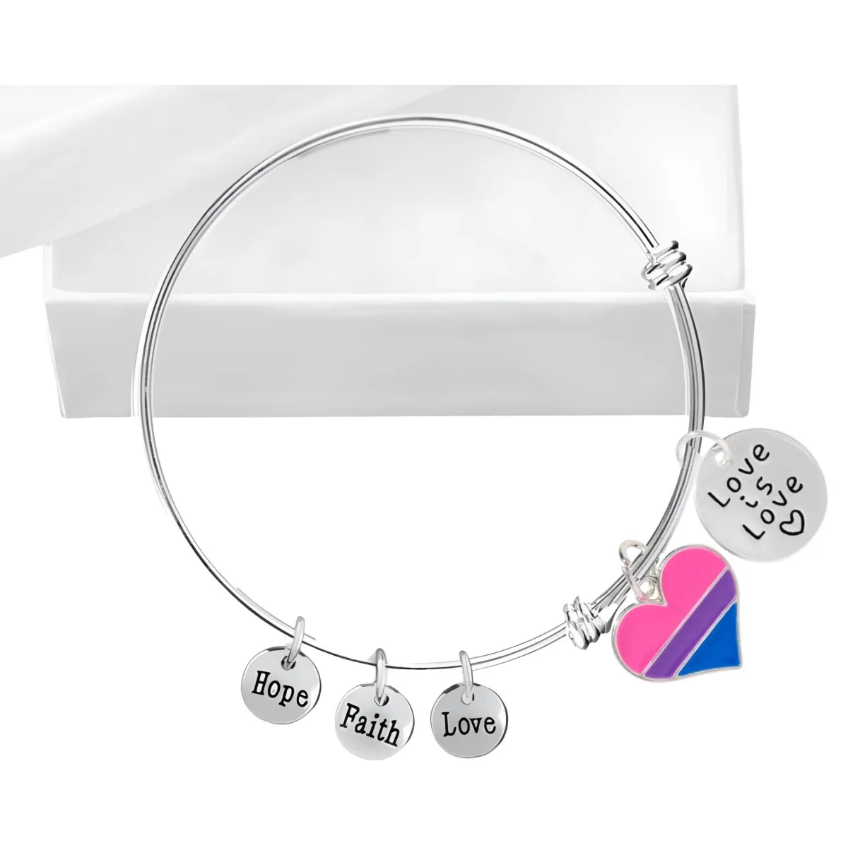 Bisexual Love Is Love Retractable Charm Bracelets