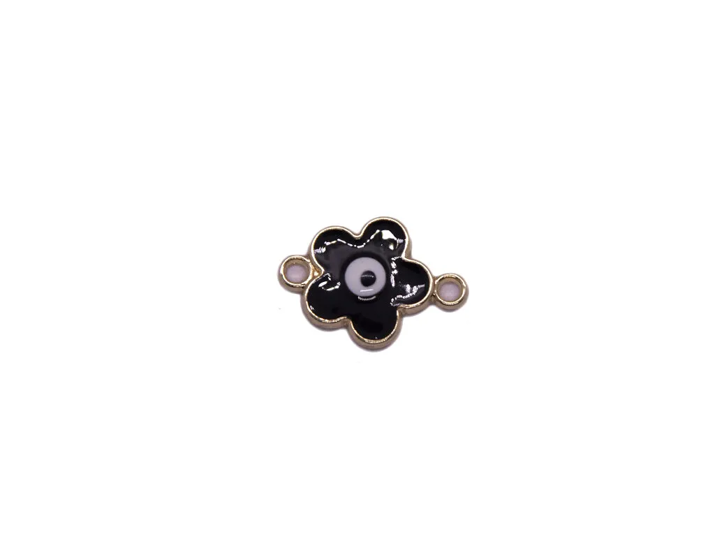Black Flower Evil Eye Charms