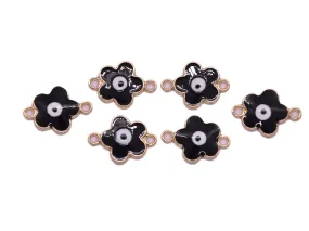 Black Flower Evil Eye Charms