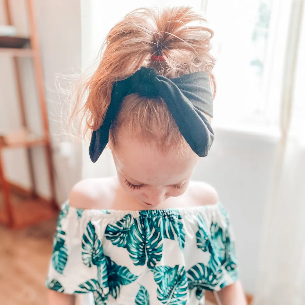 Black Solid Knotted Headband