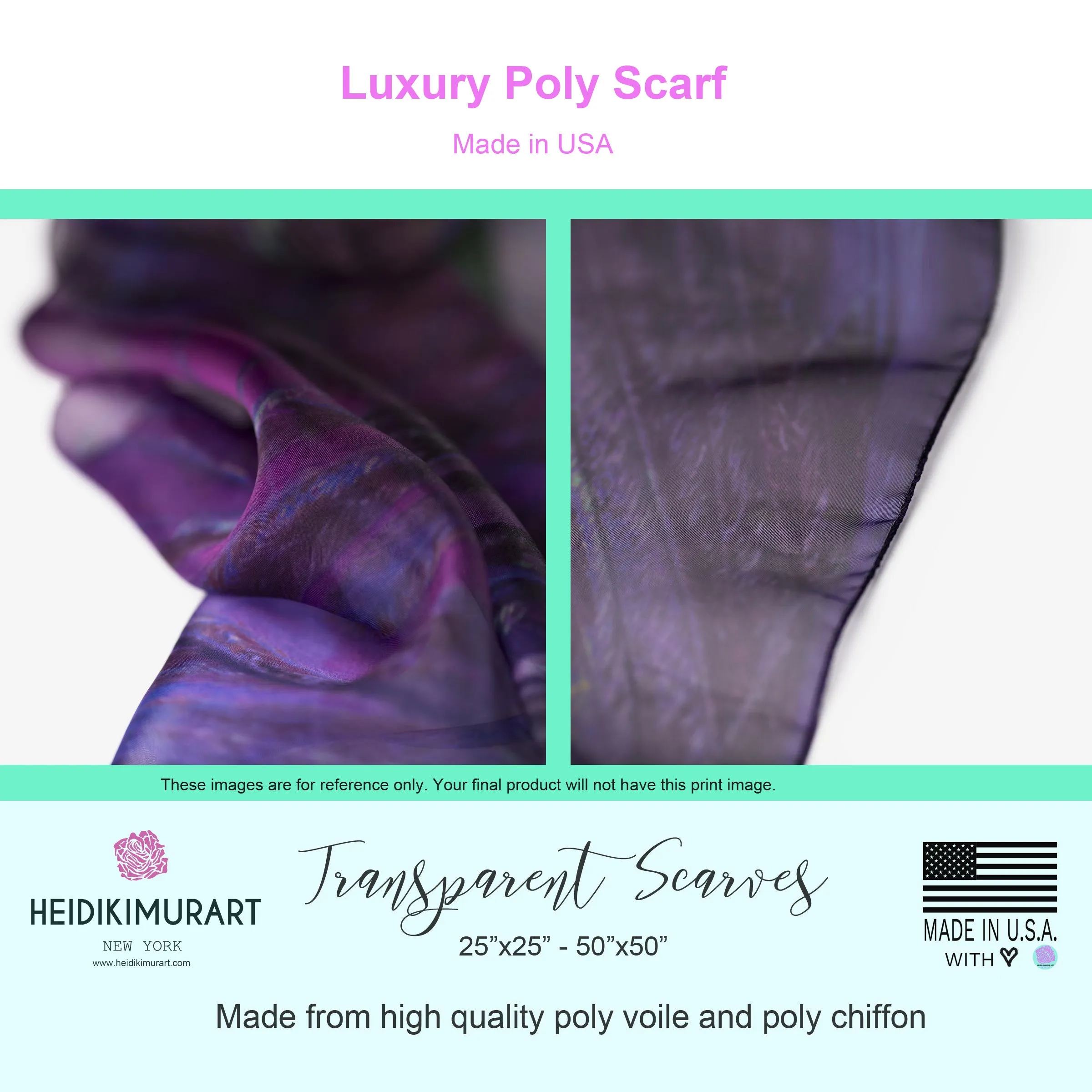 Blue Cat Print Poly Scarf, Cute Fashion Soft Scarves Accessories For Women- Made in USA