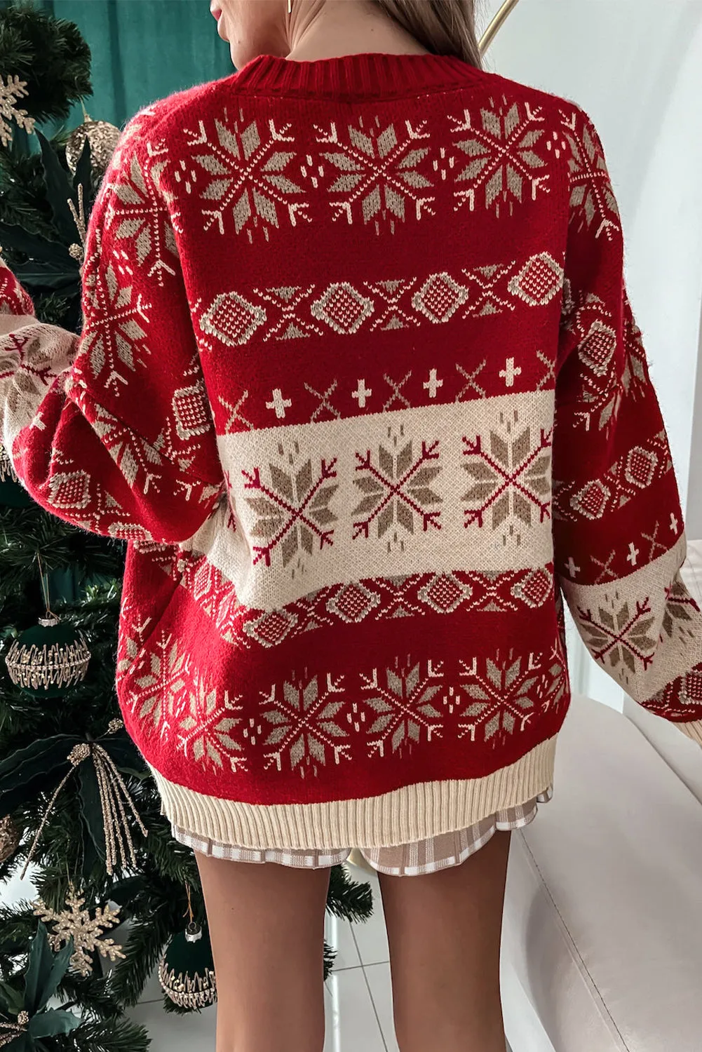 Christmas Snowflake Geometric Pattern Sweater