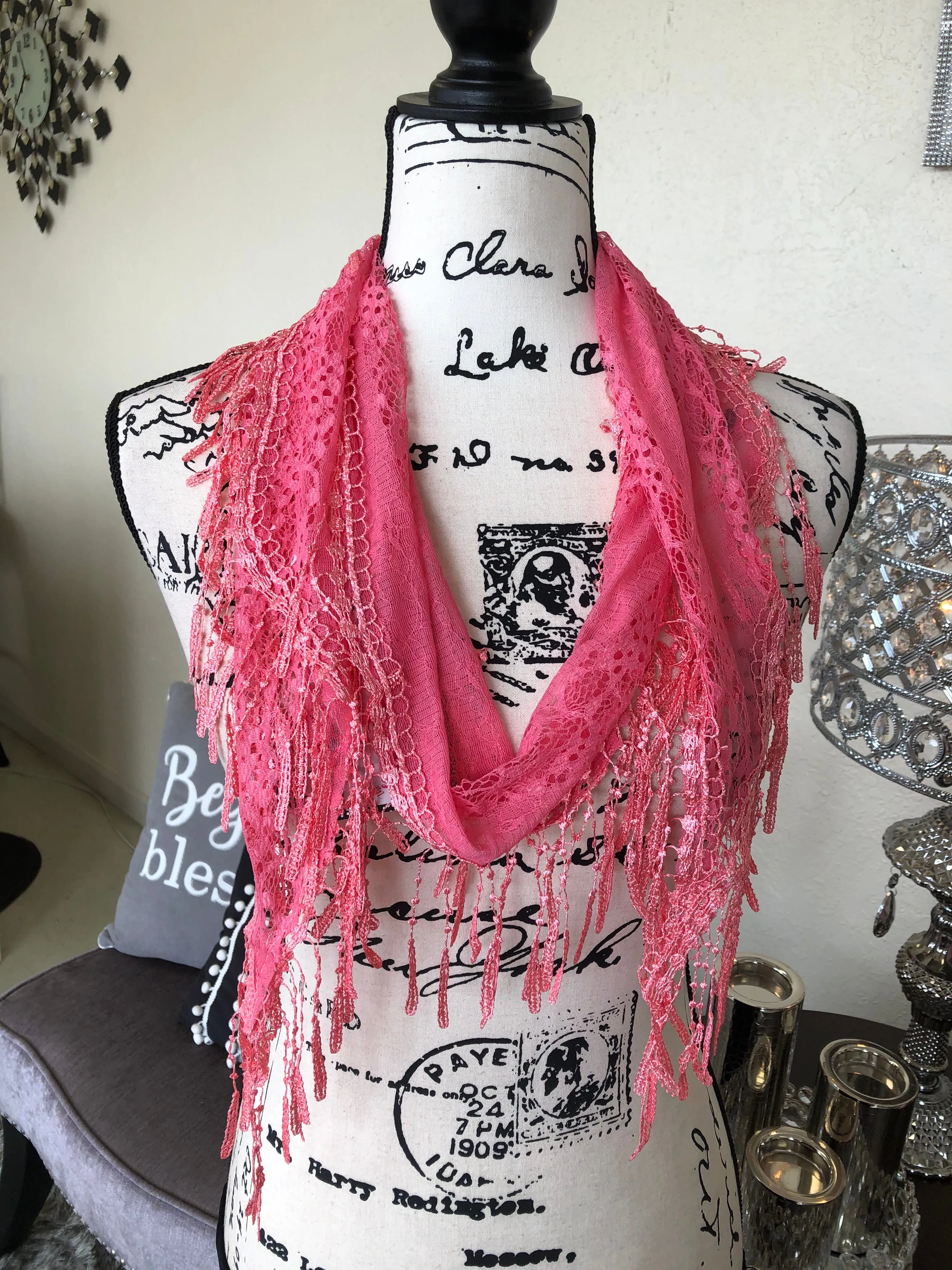 Coral Confetti Lace Scarf