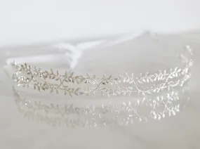 Delicate Silver Fern Leaf Crown - Tie Headband, Crown