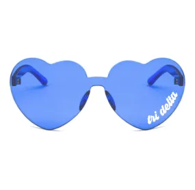 Delta Delta Delta Sunglasses — Heart Shaped Sunglasses Printed With DDD Logo
