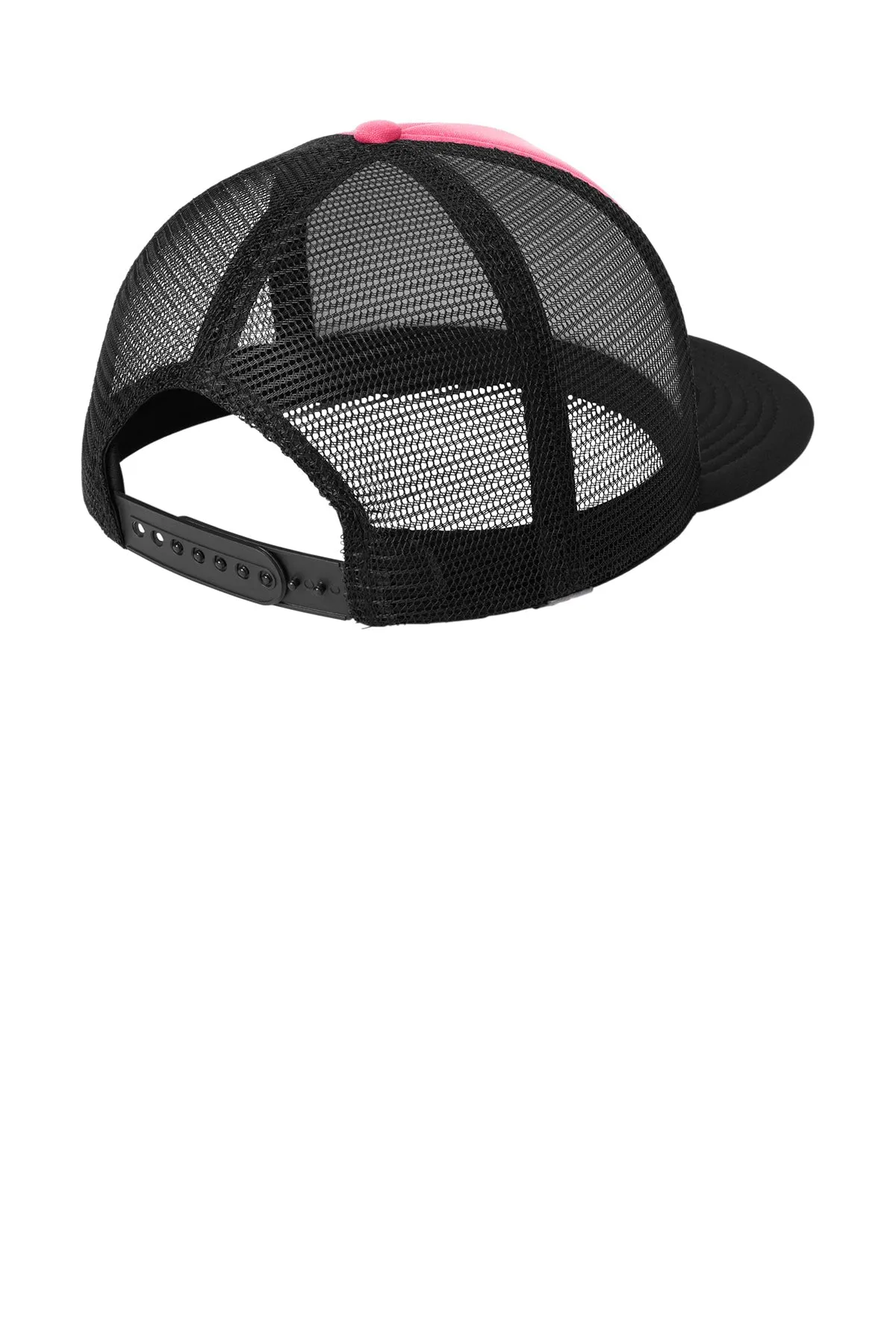 District Flat Bill Snapback Trucker Caps, Neon Pink