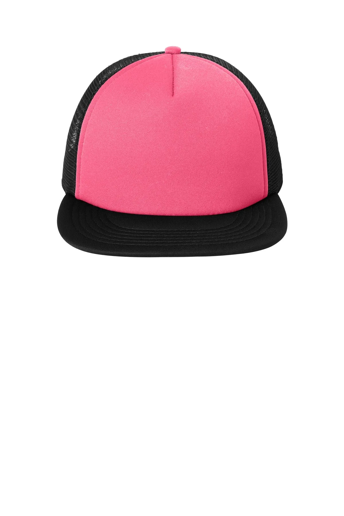 District Flat Bill Snapback Trucker Caps, Neon Pink