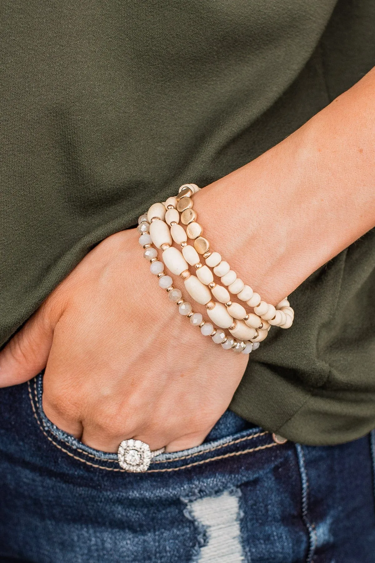Don't Need To Try Gold Bracelet Set- Natural