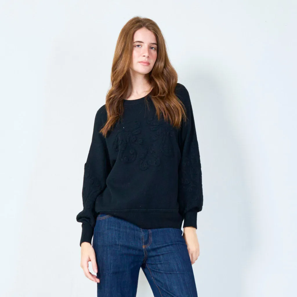 Embroidered crew neck sweater wholesale