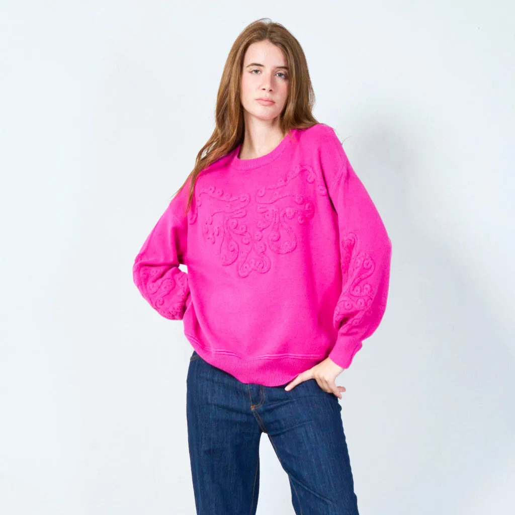 Embroidered crew neck sweater wholesale