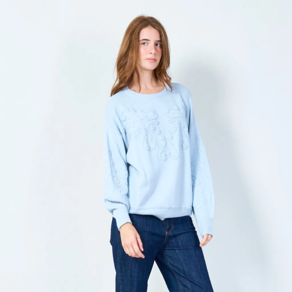 Embroidered crew neck sweater wholesale