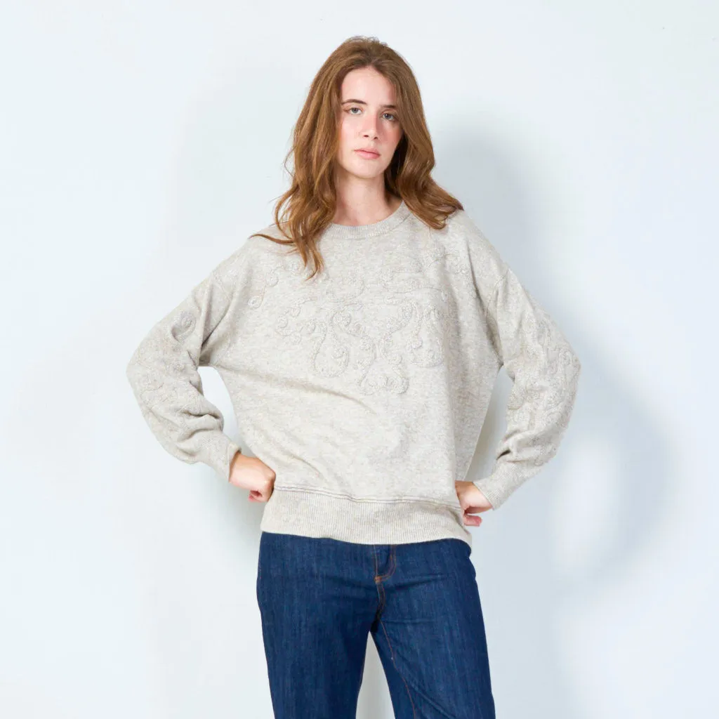 Embroidered crew neck sweater wholesale
