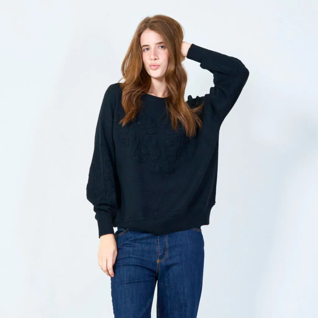Embroidered crew neck sweater wholesale