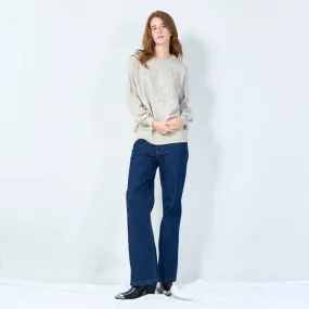 Embroidered crew neck sweater wholesale