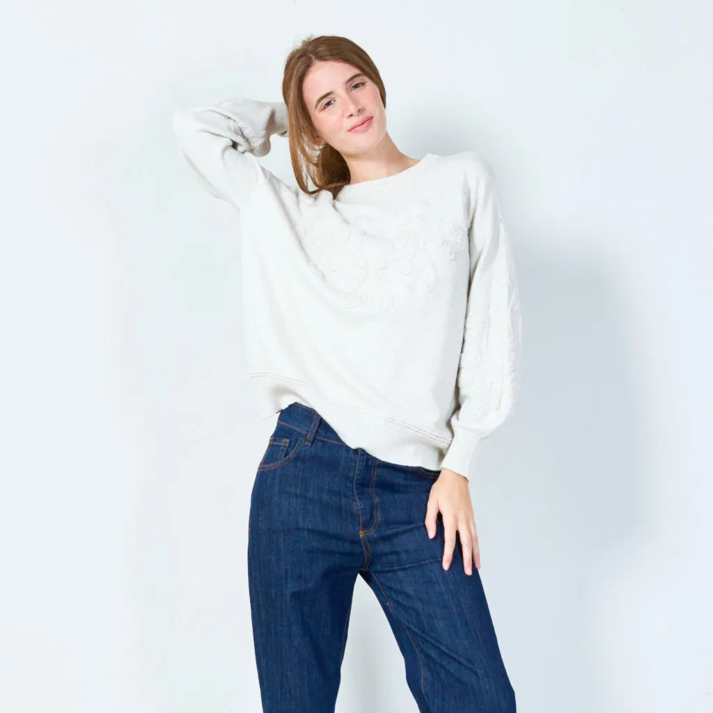 Embroidered crew neck sweater wholesale