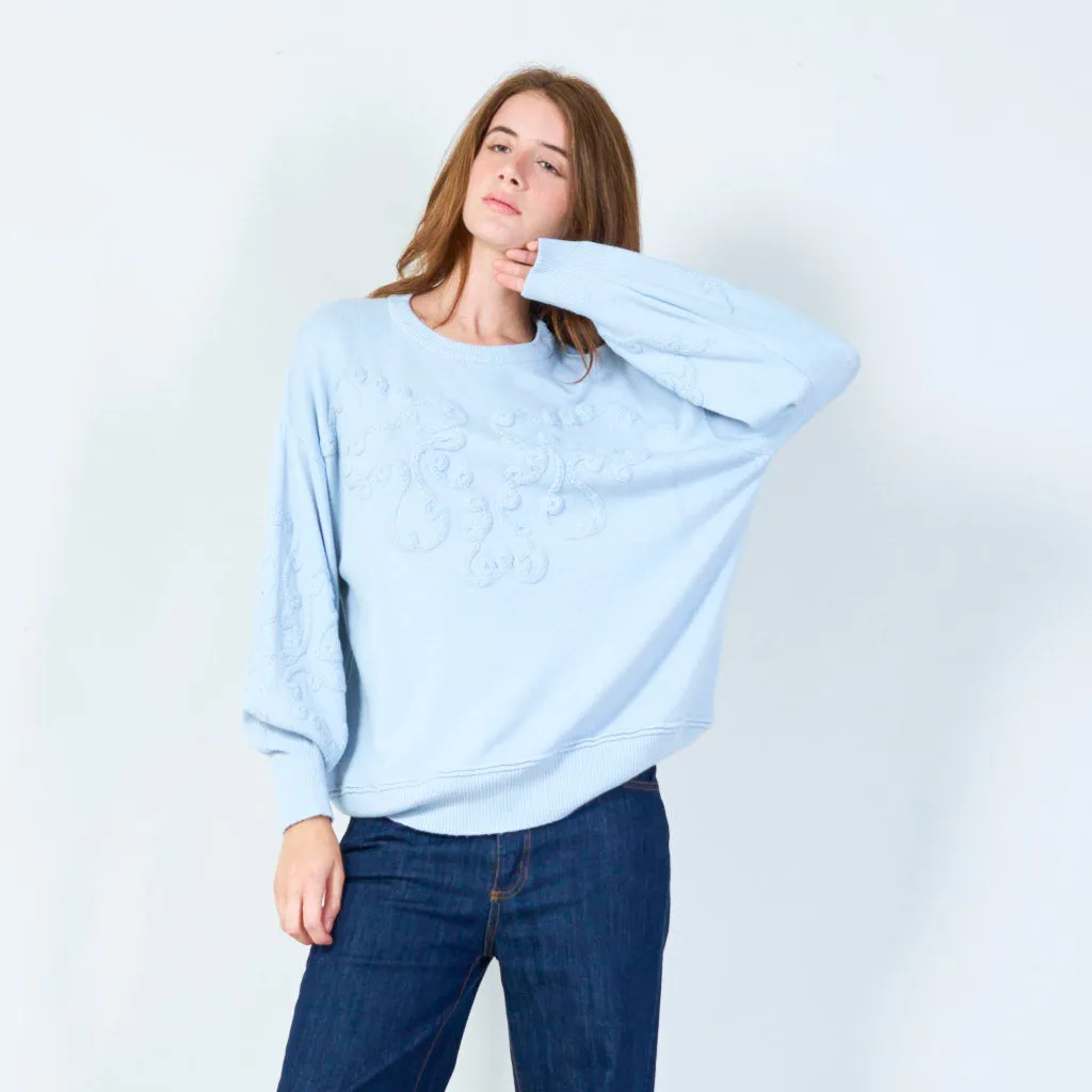 Embroidered crew neck sweater wholesale
