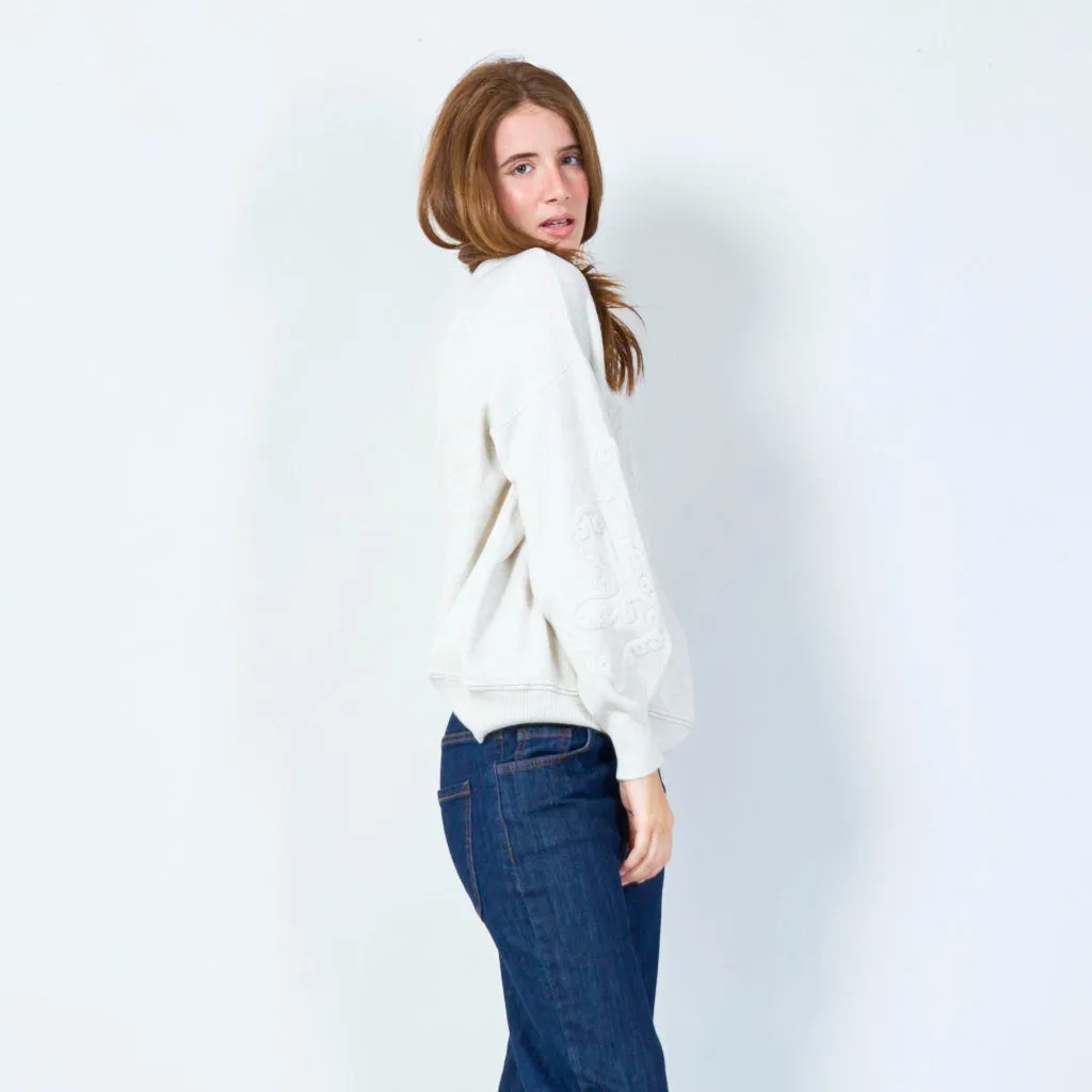 Embroidered crew neck sweater wholesale