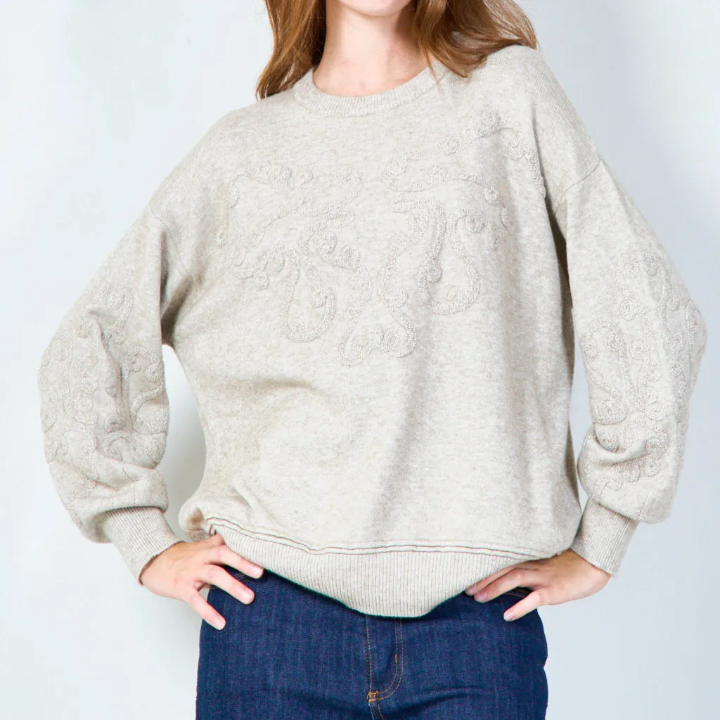 Embroidered crew neck sweater wholesale