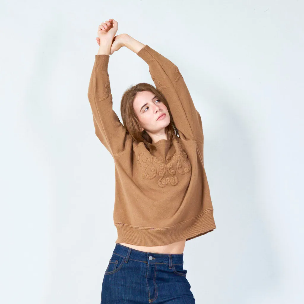 Embroidered crew neck sweater wholesale