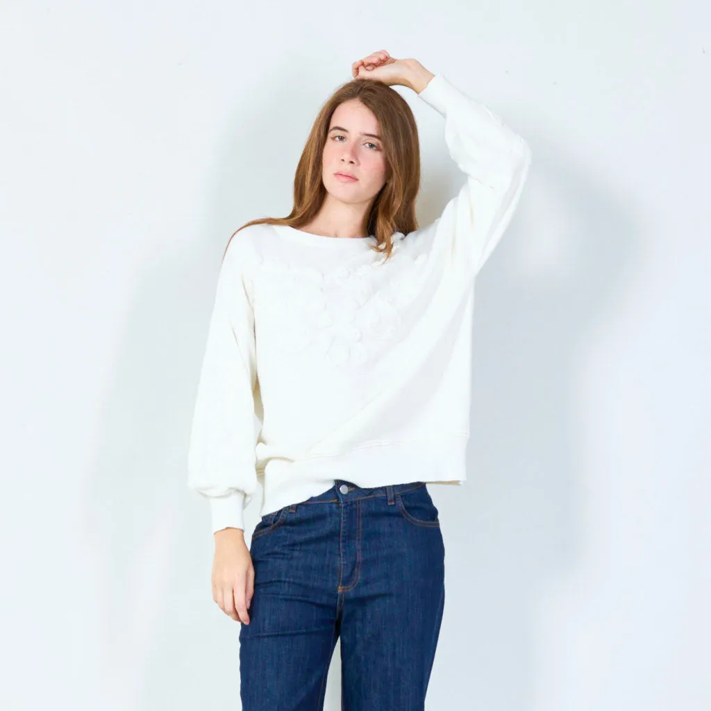 Embroidered crew neck sweater wholesale