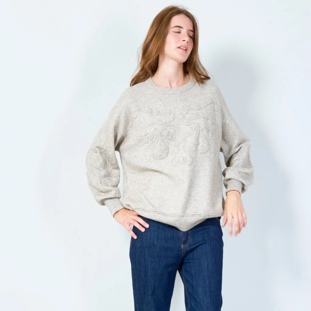 Embroidered crew neck sweater wholesale