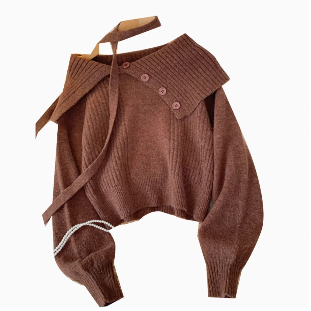 Folded Collar Bottoming Soft Sweater