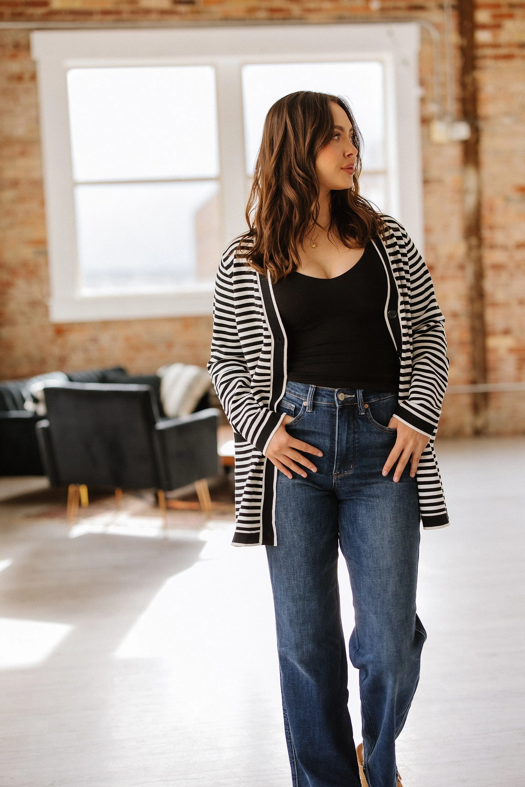 Gavin Striped Long Cardigan | DROPSHIP
