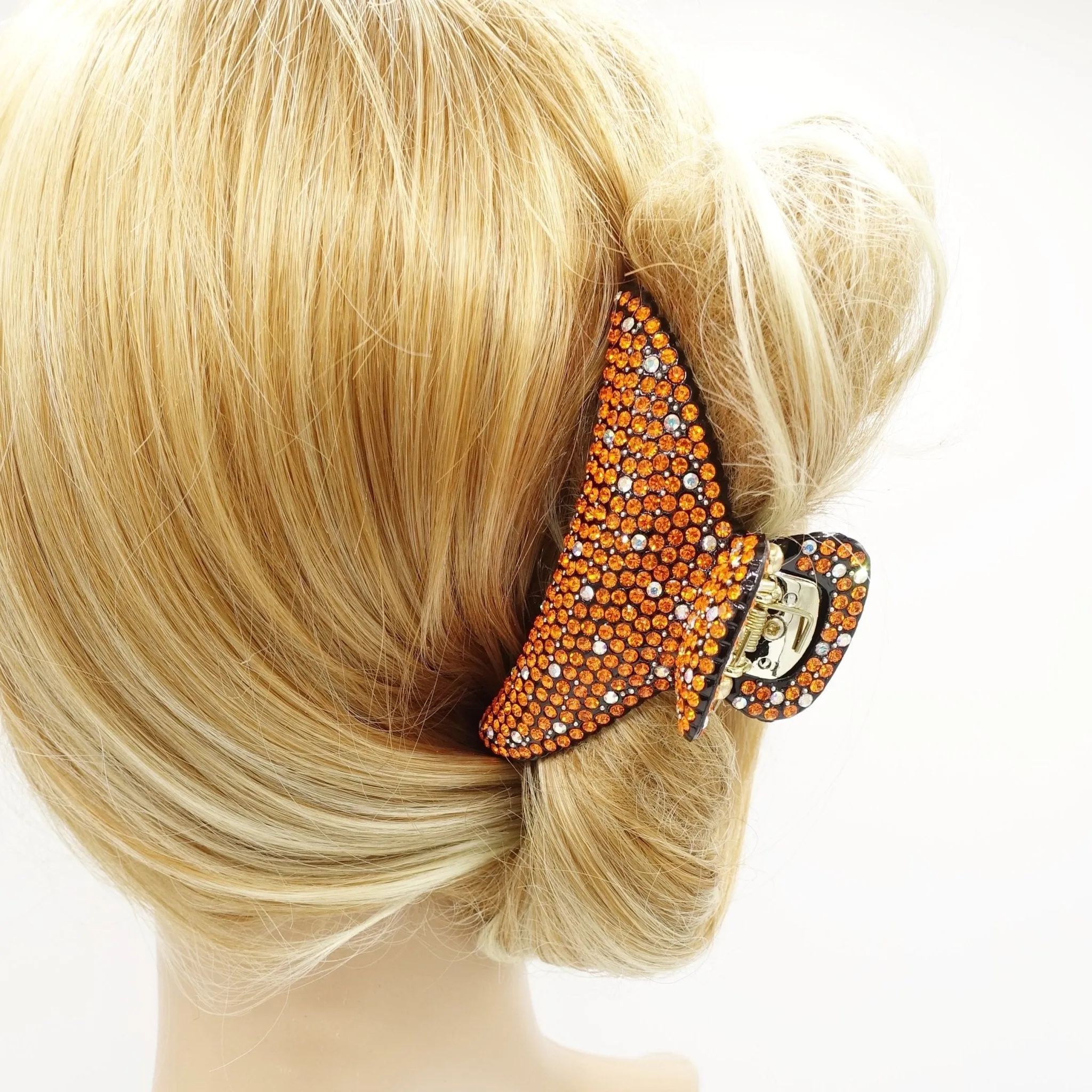 hand mounted czech rhinestone half hair claw jeweled hair clamp women hair accessory