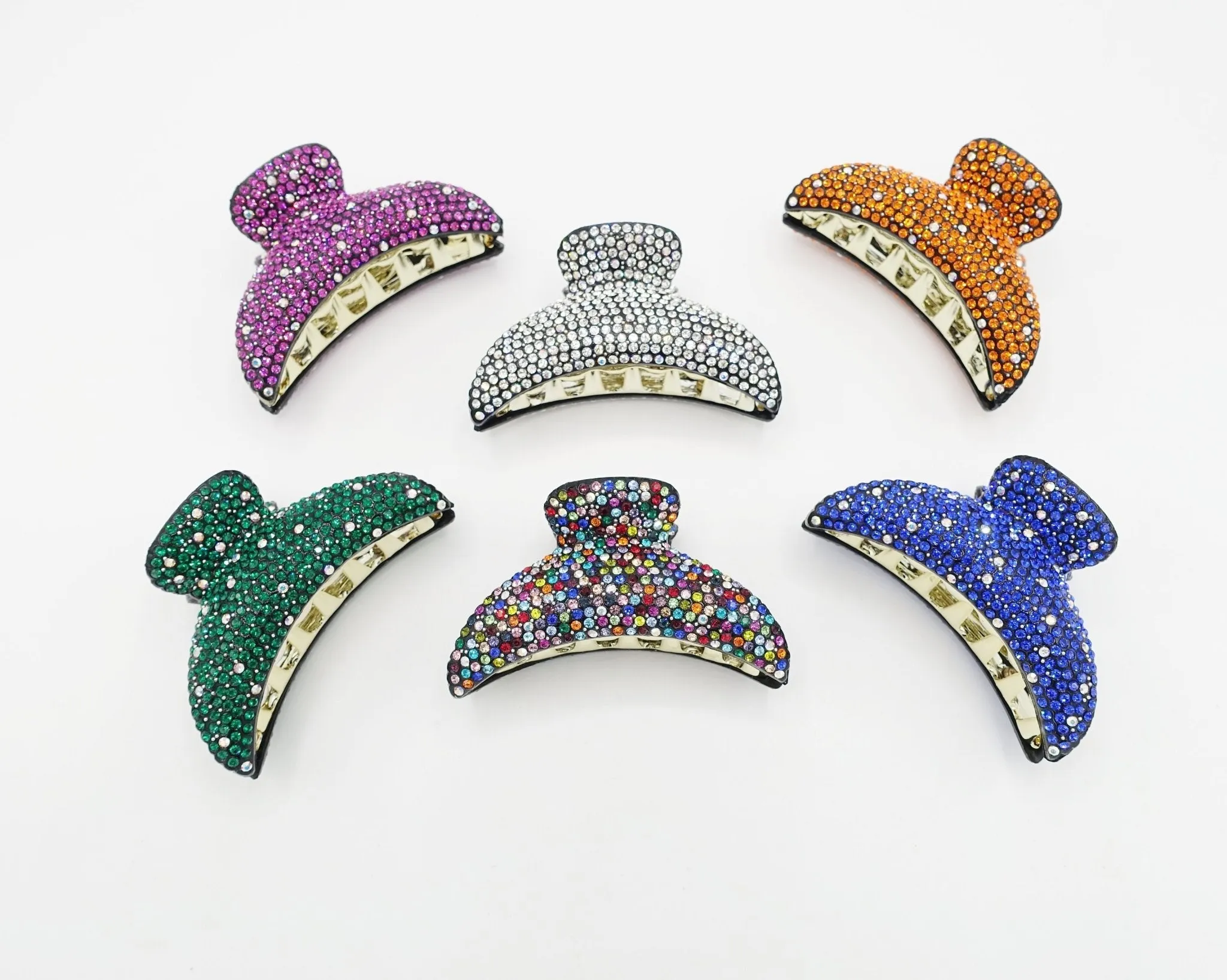 hand mounted czech rhinestone half hair claw jeweled hair clamp women hair accessory