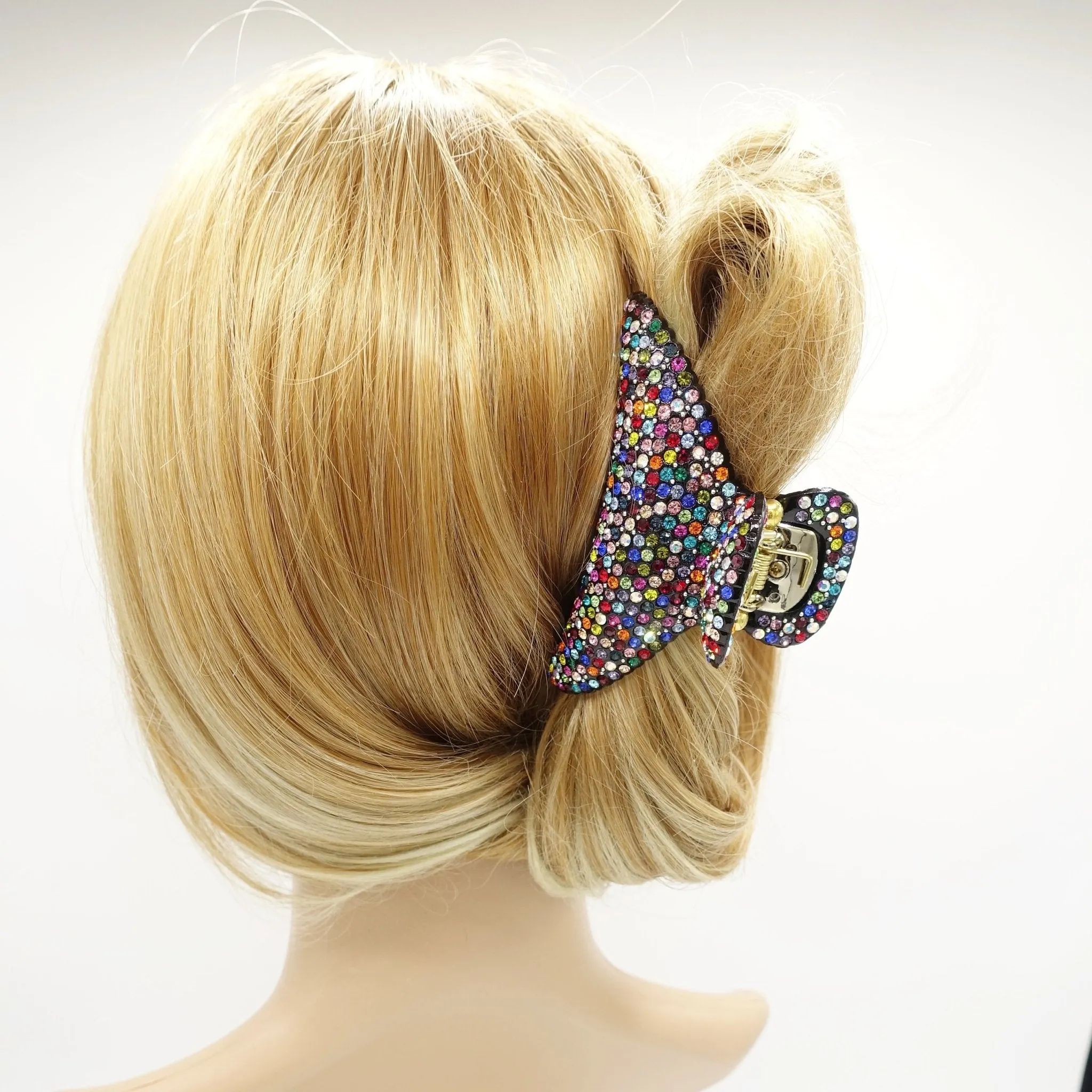 hand mounted czech rhinestone half hair claw jeweled hair clamp women hair accessory